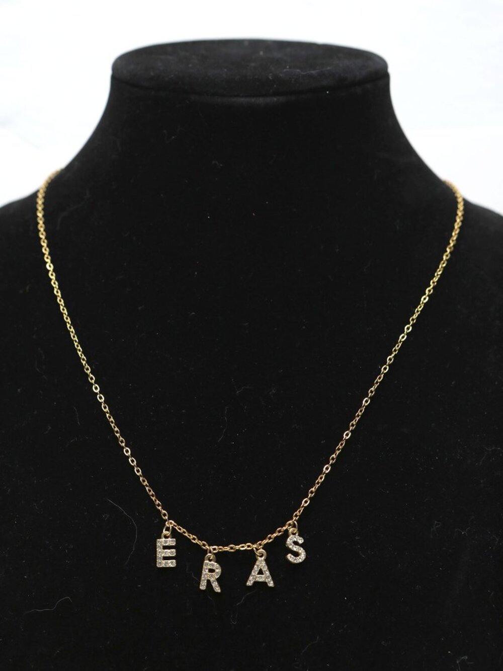 Eras Gold Tone Crystal Letter Necklace Taylor Swift Inspired Rhinestones Sparkly